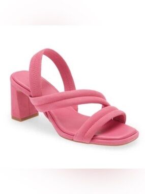 Caslon "Lennyn" Strappy Slingback, Block Heeled Sandals, Pink Suede, Sz 9.5M,GUC